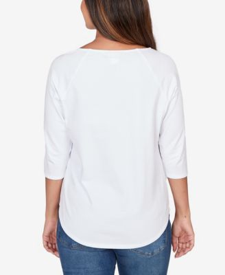 Petite Grommet Neck Solid Knit Top
