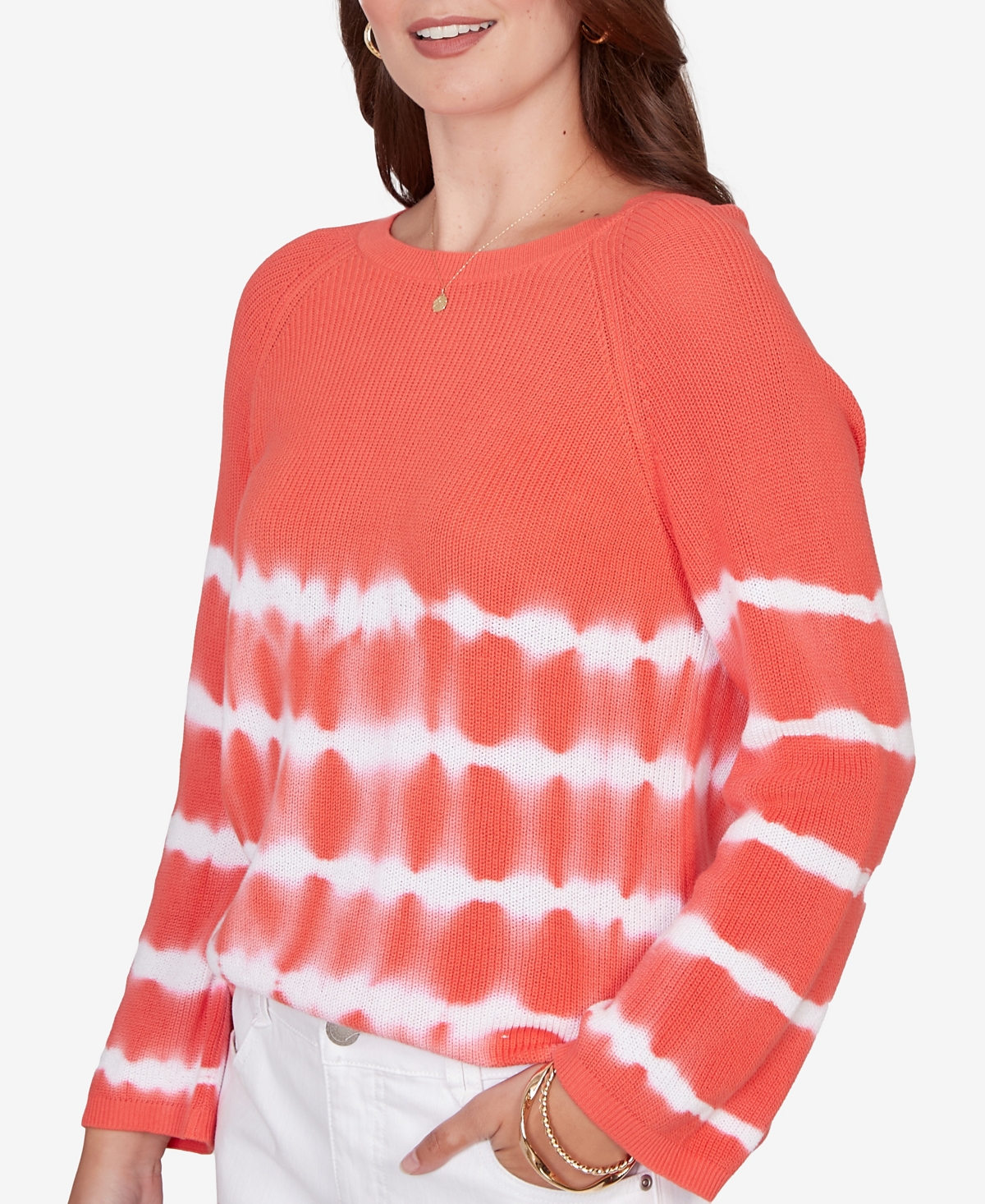 Ruby Rd. Petite Tie Dye Cotton Raglan Sweater