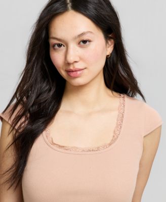 Women's Crocheted-Trim Short-Sleeve T-Shirt