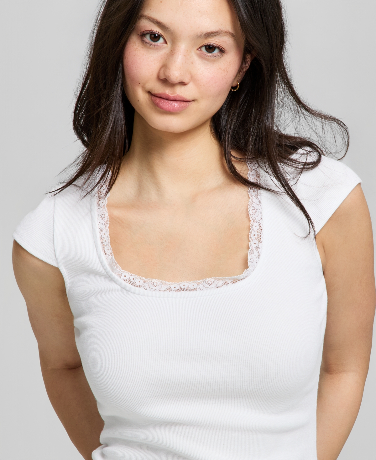 And Now This Women's Crocheted-Trim Short-Sleeve T-Shirt, Macy's Exclusive