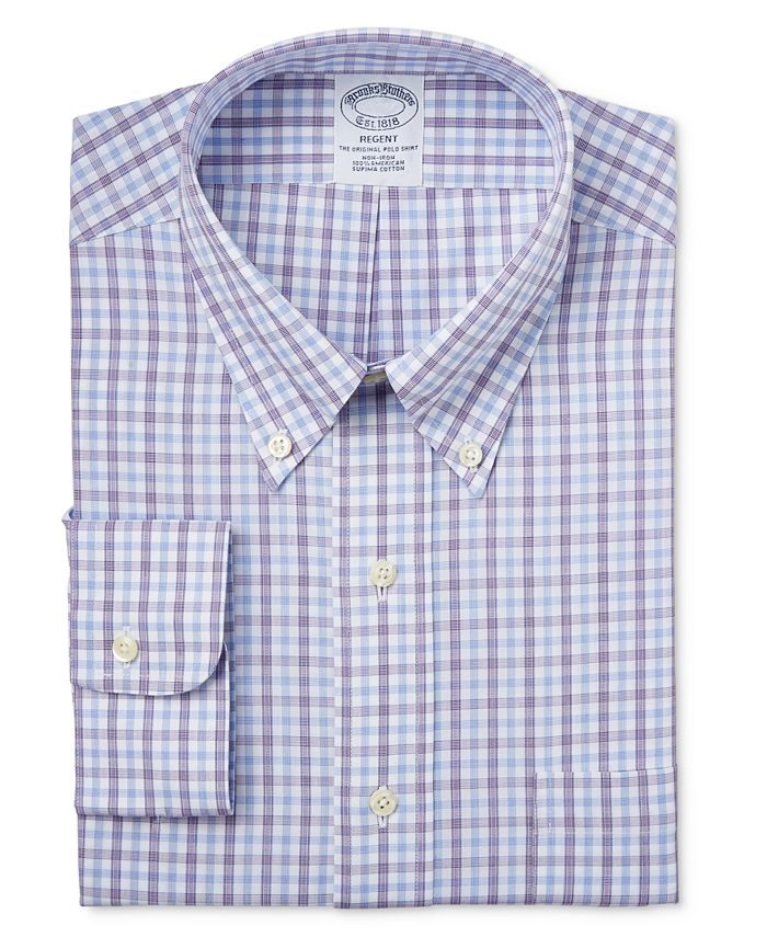 Brooks Brothers Regent Men's ClassicFit NonIron Purple Tattersall