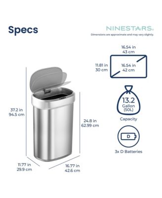 Automatic Sensor 13 Gallon Kitchen Trash Can Soft Close Stainless Steel