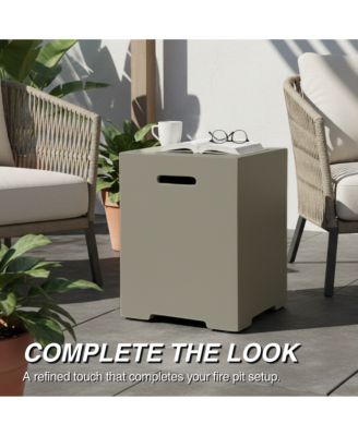 16 Inch Propane Tank Cover 20 LB Outdoor Storage Hideaway Table Concrete Tank Holder Cement Grey Light Grey