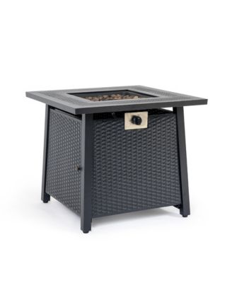 28 Inch Iron Square Propane Fire Pit Table 50000 BTU Adjustable Flame Multi Purpose Outdoor Patio Table