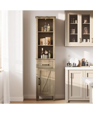Farmhouse bathroom storage cabinet. Tall bookcase with adjustable shelves for living room, bathroom