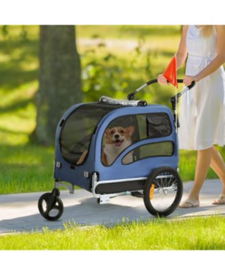Dog Bike Trailer 2-in-1 Pet Stroller Carrier 100 LB Capacity