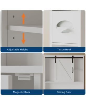 65.4" h Bathroom Shelf over with Sliding Barn Door, for Bathroom, Laundry