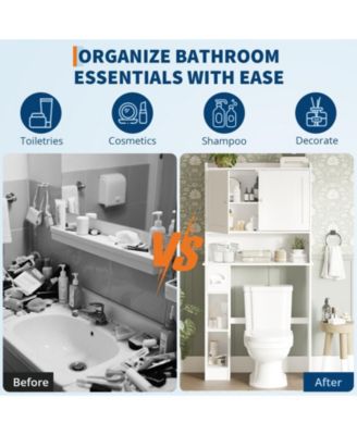 65.4" h Bathroom Organizer with Double Doors, Adjustable Shelves, for Small Bathrooms