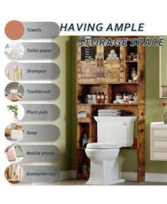 67.4" h Bathroom Storage Organizer with Glass Door, for Toilet, Laundry Room