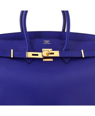 Birkin 35 Handbag Blue Epsom with Gold Hardware