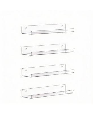 4 Pack Acrylic Wall Shelves - Space Saving, Durable, Easy Install