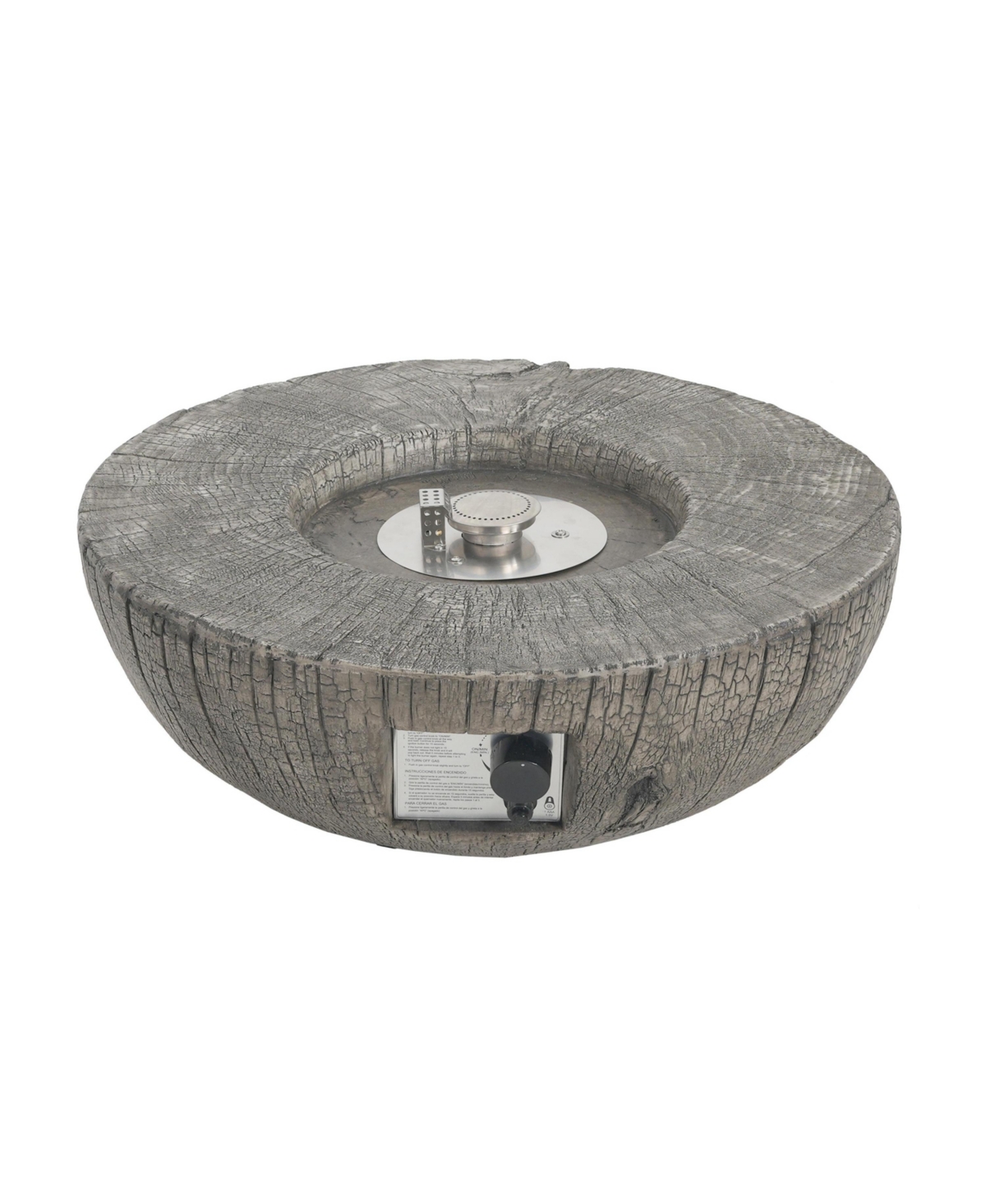 Flynama 30000 Btu Patio Mgo Propane Fire Pit Light Grey Round Design Adjustable Flame No Assembly Required