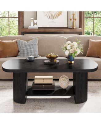 Oval Coffee Table, 45.27" Mid-Century Accent Table