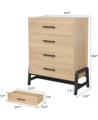 4 Drawer Bedroom Dresser, 38.6" Tall Wooden Chest with Deep Drawers & Chic Legs, Freestanding Storage for Closet & Living Room