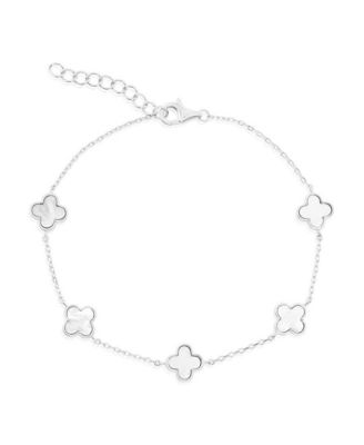 Sterling Silver, Mother of Pearl Clover Bracelet