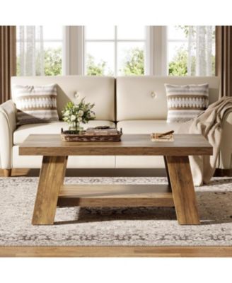 2-Tier Coffee Table with Storage Shelves, 47.24"