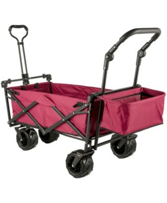 Extra Large Collapsible Garden Cart with Removable Canopy, Folding Wagon with Wheels and Rear Storage