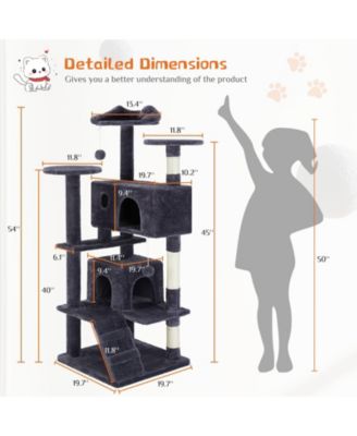 54in Dark Blue Multi-Functional Cat Tree: Climbing Frame, Lounge, Detachable Toy