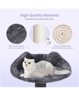 62" Grey Large Cat Tree Tower: Multi-Level, Scratching Post, Jumping Platform Space