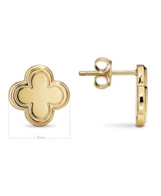 Contour-lined Clover Stud Earrings in Gold Plated Sterling Silver