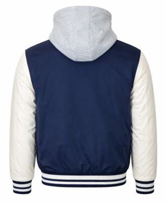Men's Ribbed Collar Hooded Varsity Jacket