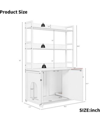 Litter Box Enclosure with 2 Storage Shelves