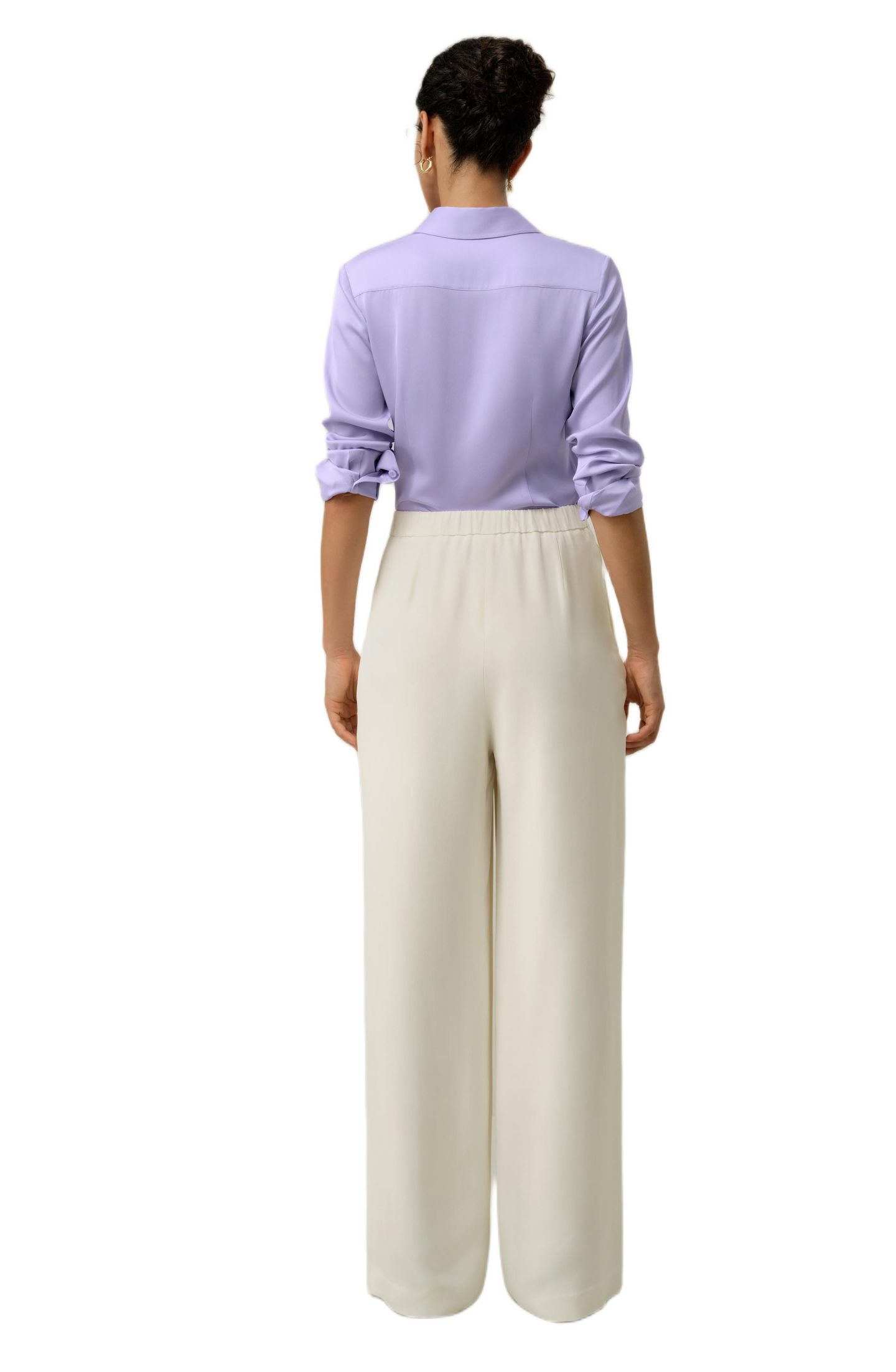 Женские брюки LILYSILK Heavy-Weight Silk Crepe Wide-Leg, цвет: Натуральный белый — фото 4