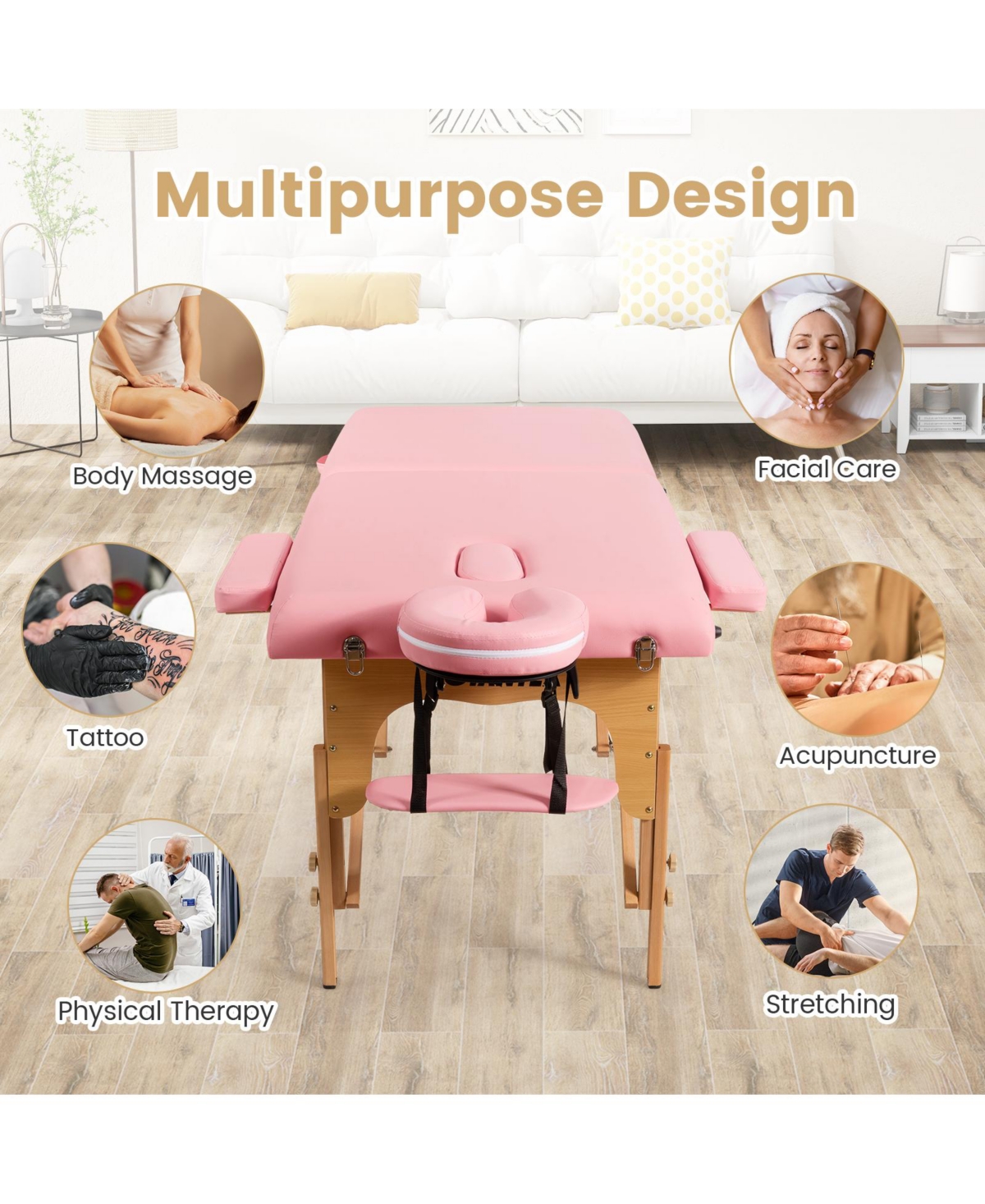 Sugift Portable Adjustable Facial Spa Bed with Carry Case