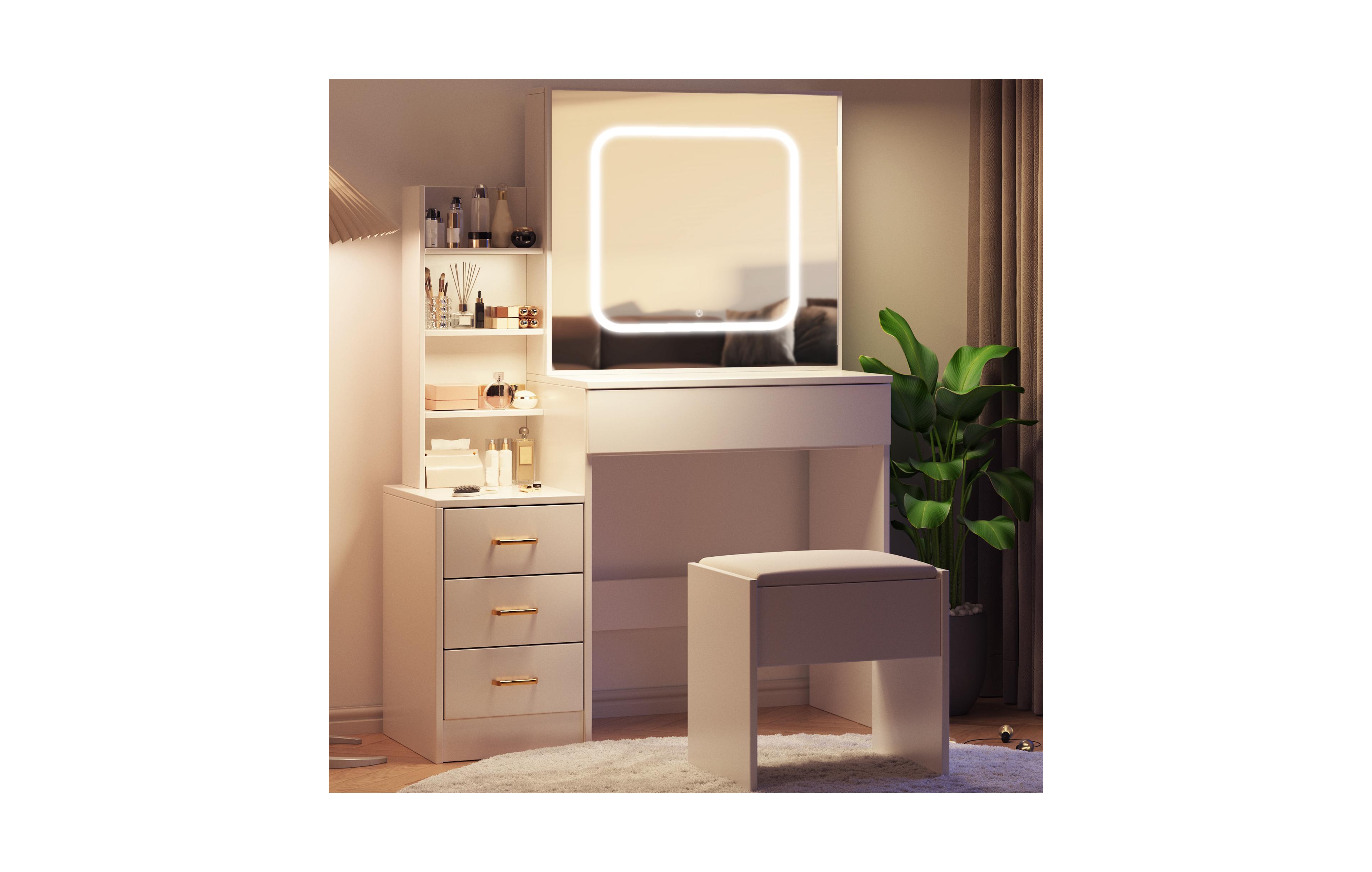 Gaomon Vanity Desk Mirror and Led Lights Makeup Vanity Desk for Bedrooms, Apartments