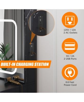 Vanity Desk Mirror and LED Lights - Makeup Vanity Desk for Bedrooms, Apartments, Easy to Assemble