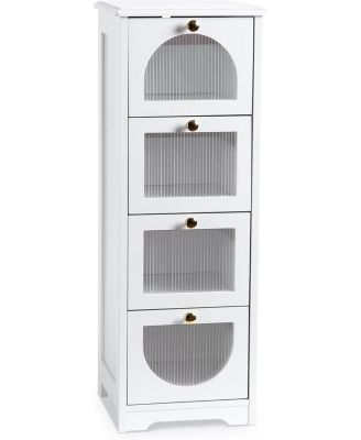Small Bathroom Floor Cabinet, Freestanding Bathroom Organizer and Storage Cabinet with 4 Drawers