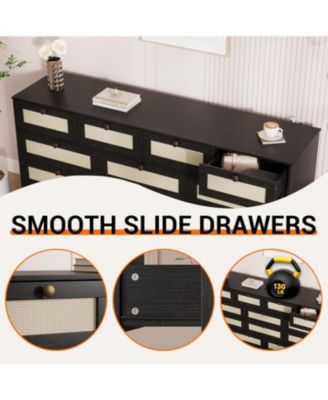 12 Drawer Wood Dressers for Bedroom, Wooden Dressers for Adult Bedroom, Modern TV Stand Dresser for 65 inch TV, 61'' Wide Chest of Drawers