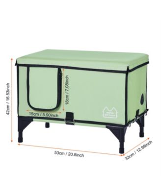 Heated Elevated Cat House with Pad - Warm Winter Shelter