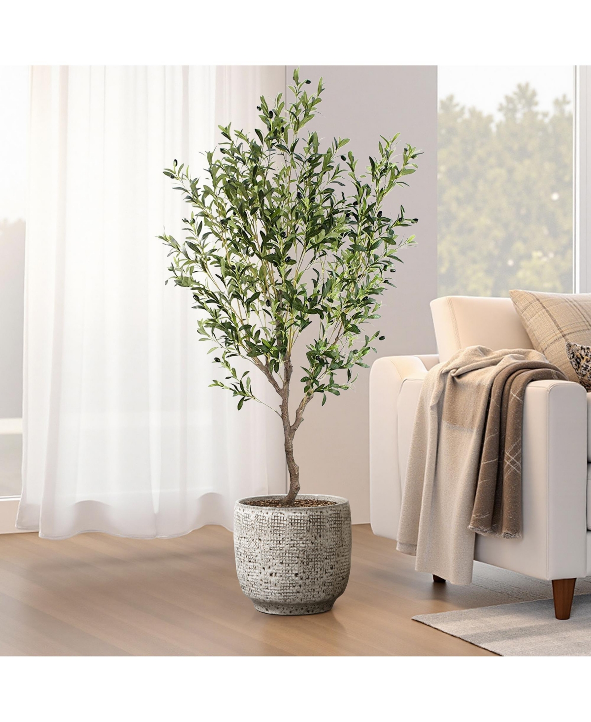 LuxenHome Stone Speckle Textured Ceramic Planter