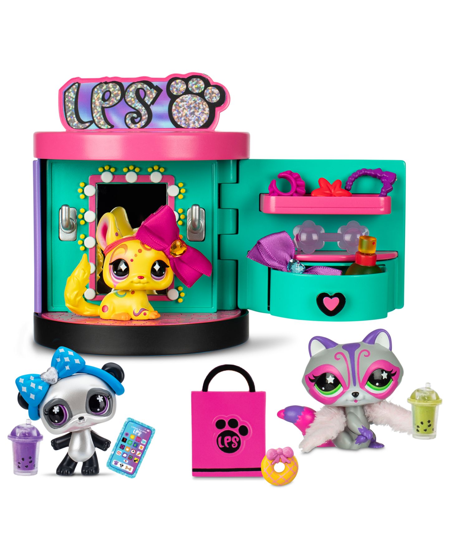 Детский игровой набор Littlest Pet Shop Bobblin' Pets Spin & Style Boutique Folds-Up 4-Pet Playset, Ages 4+ — фото 9