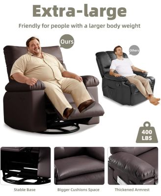 27'' Oversized Massage Recliner Chair for Adults, Lounge Recliner with Vibrating and Heating