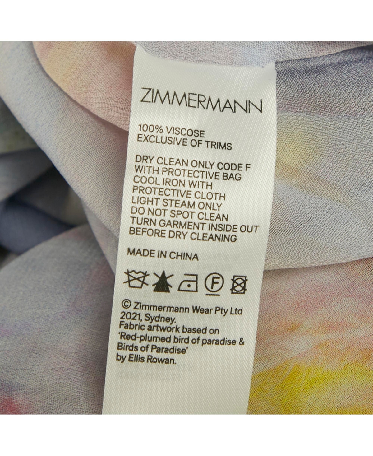 Pre-Owned Zimmermann Women's Purple Floral Print Crepe Self Tie Stand Collar Dress