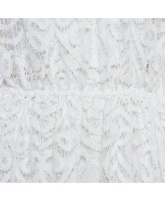 Women's White Battenburg Lace Bonita Mini Dress