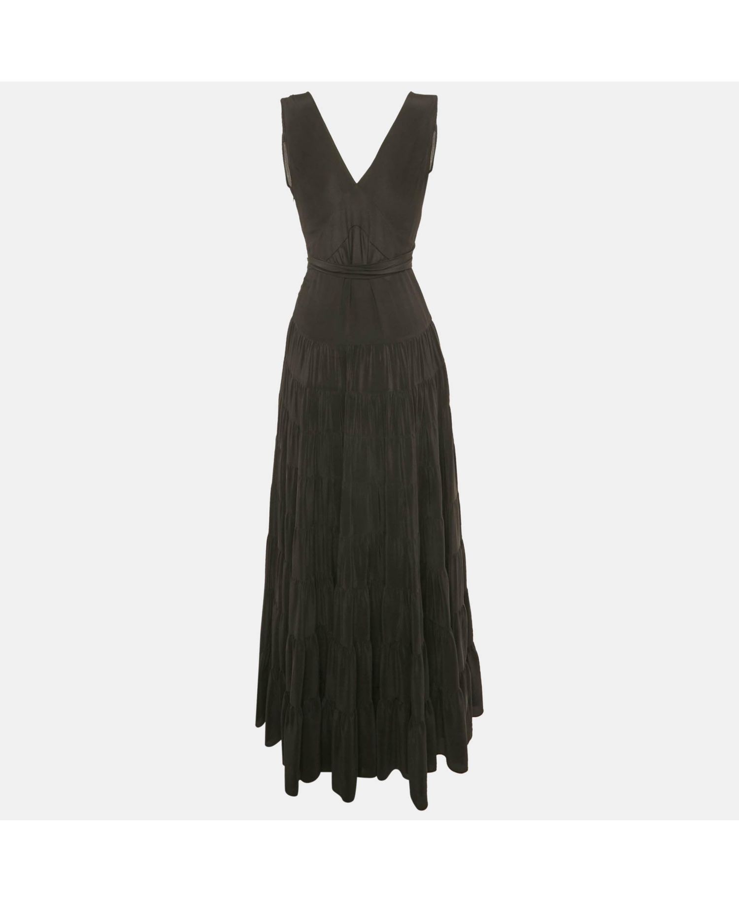 Women's Black Silk Flared Maxi Dress