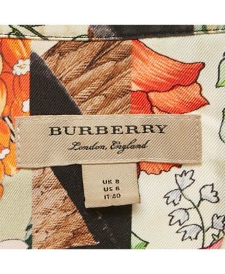 Women's Multicolor Printed Silk Button Front Belted Long Dress