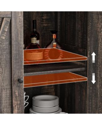 Small Storage Cabinet 2 Piece, Farmhouse Sideboard Buffet Cabinet with 2 Doors and Adjustable Shelves, Entryway Console Cabinets