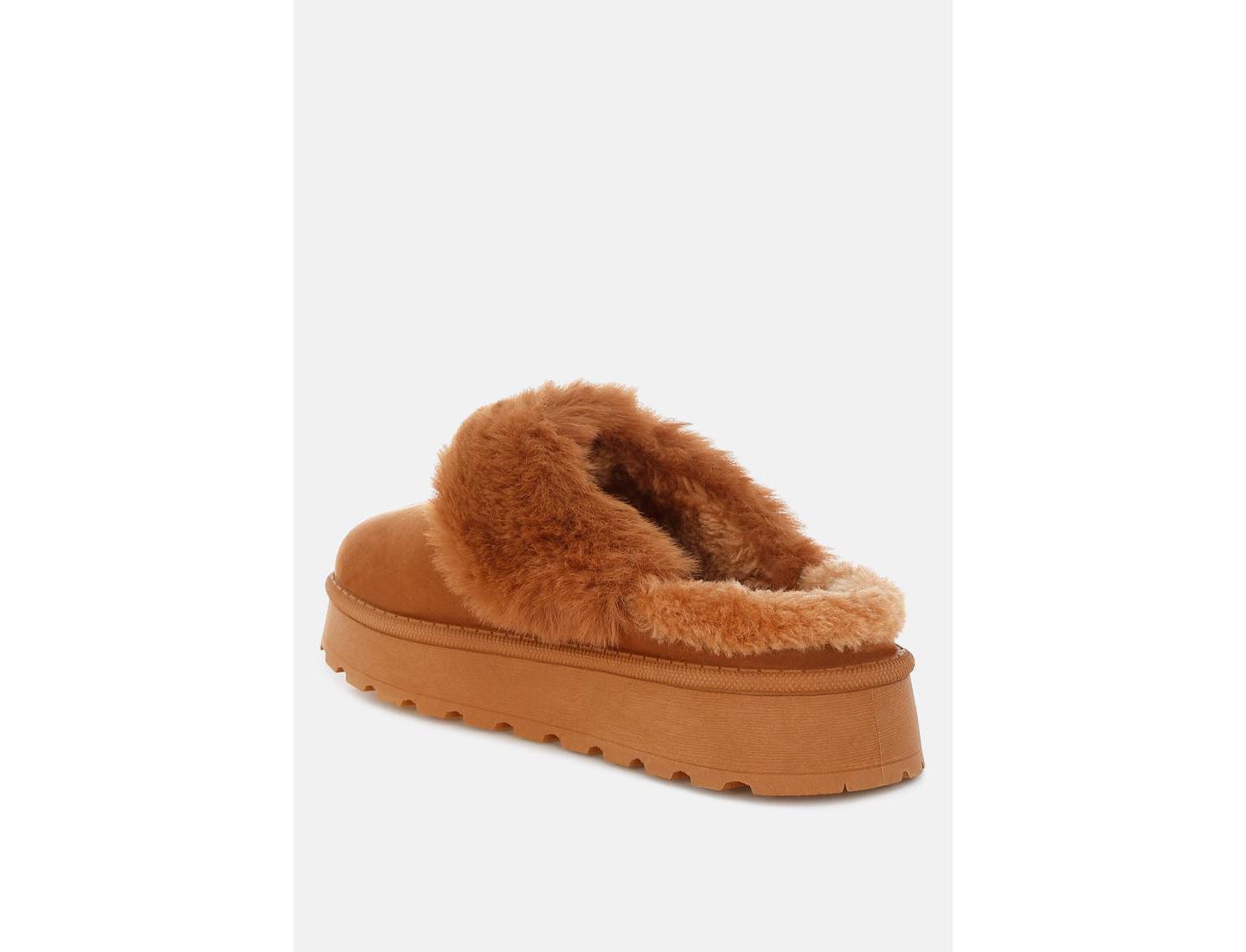 Женские балетки London Rag Portho Faux Fur Slip Flat, цвет: Бежевый / Хаки — фото 4