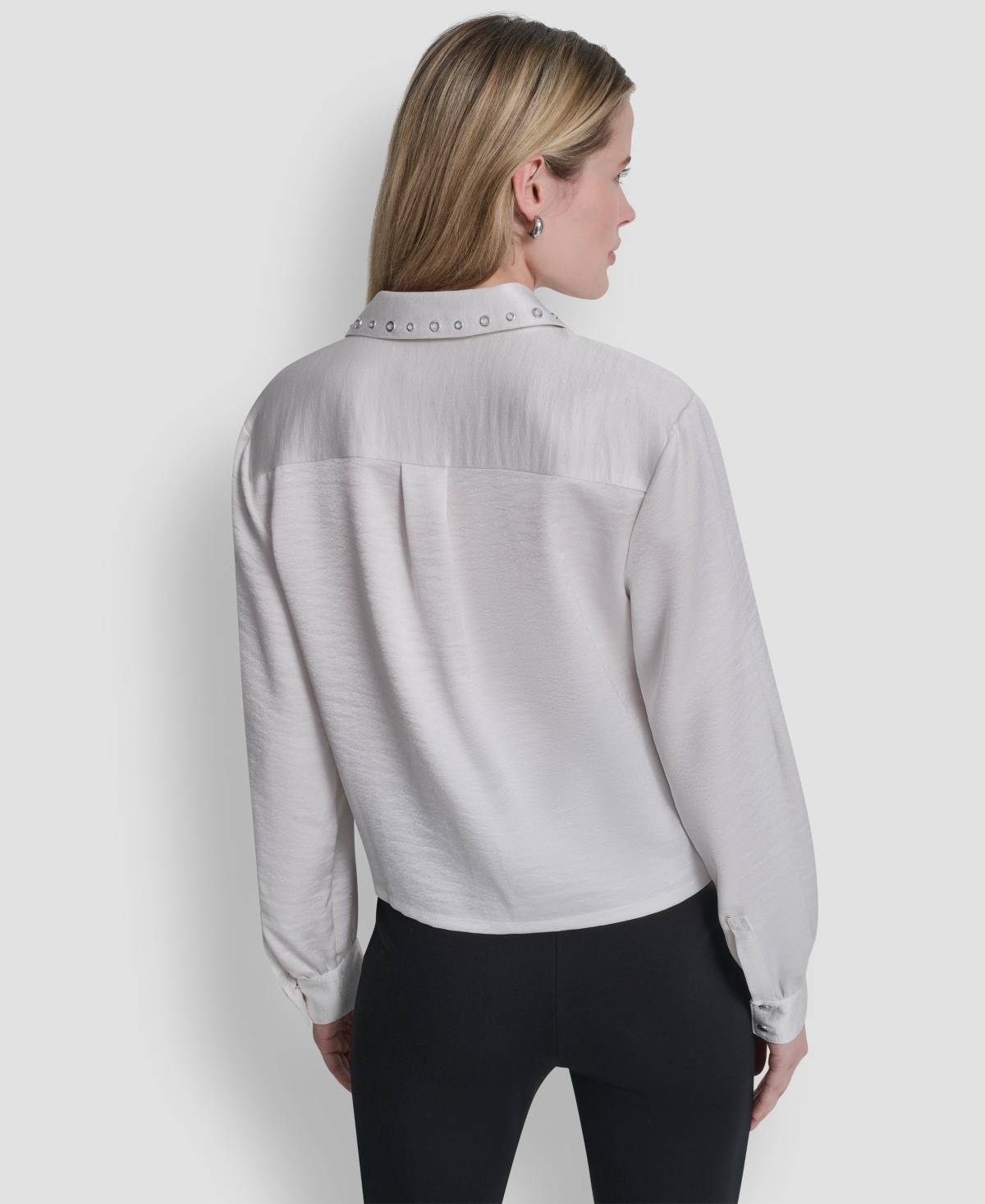 Dkny Women's Studded Collar Y-Neck Shirt