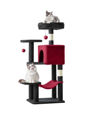 44in Cat Tree Tower: Multi-Cat Climbing, Sisal Posts, Extended Platform, Hammock