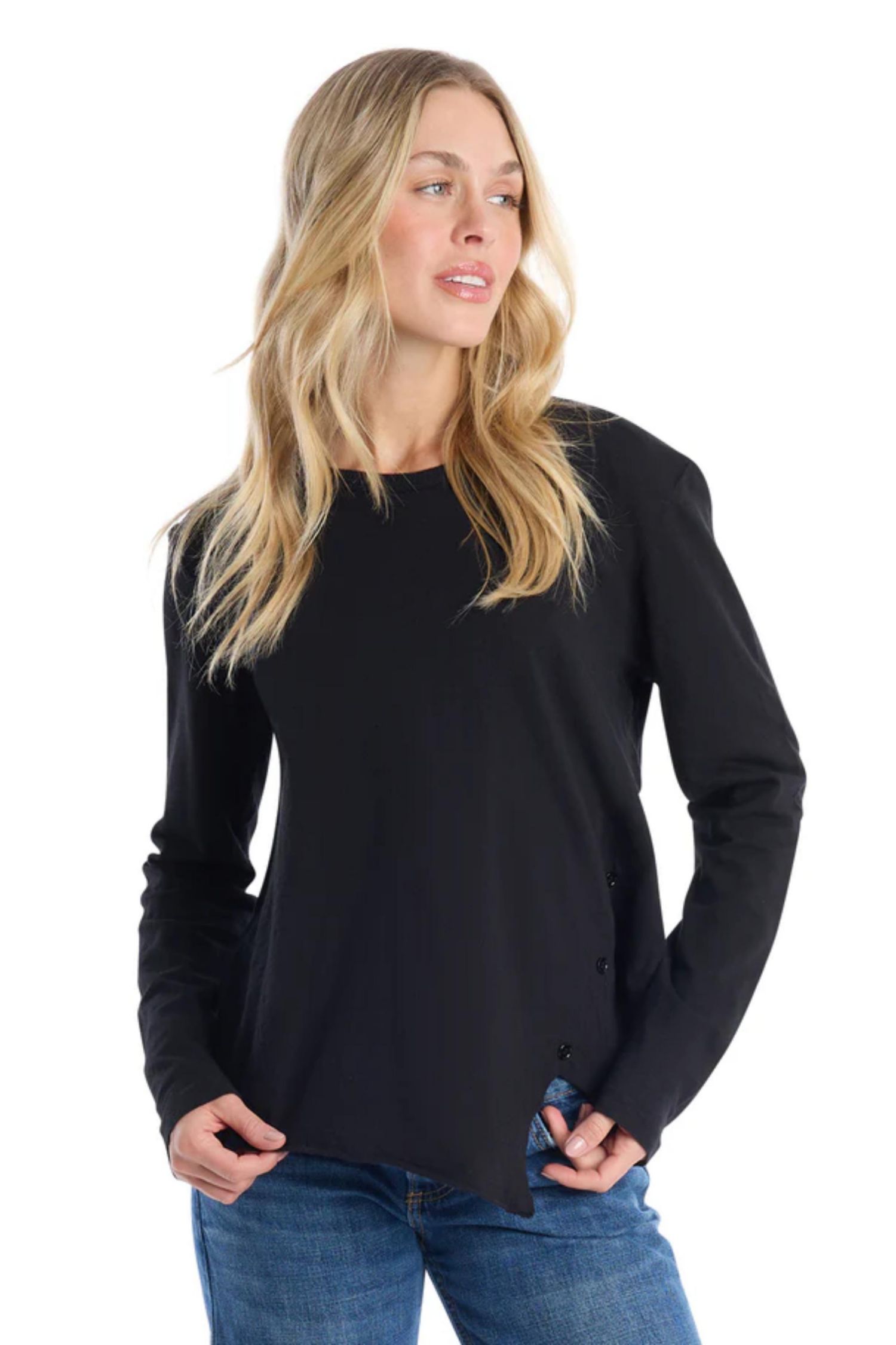 Women's Clothing Long Sleeve with Asymmetrical Hem Tee