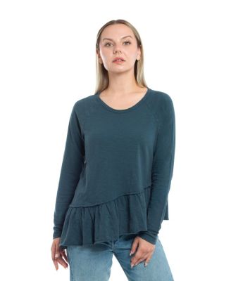 Women's Raglan Long Sleeve Asymmetric Peplum