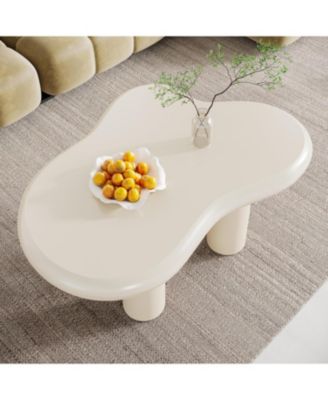 46.4" White Cloud Coffee Table, Irregular Center Tea Table