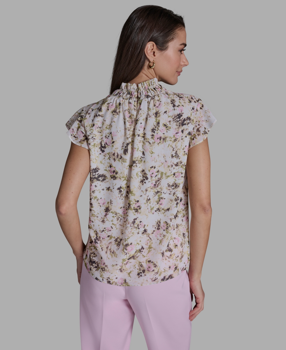 Bcbg Women's Ruffle-Sleeve Mock Neck Blouse