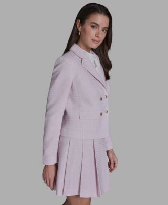 Women's Notch Collar Double-Breasted Tweed Jacket