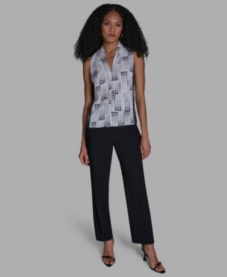 Women's Printed V-Neck Sleeveless Blouse